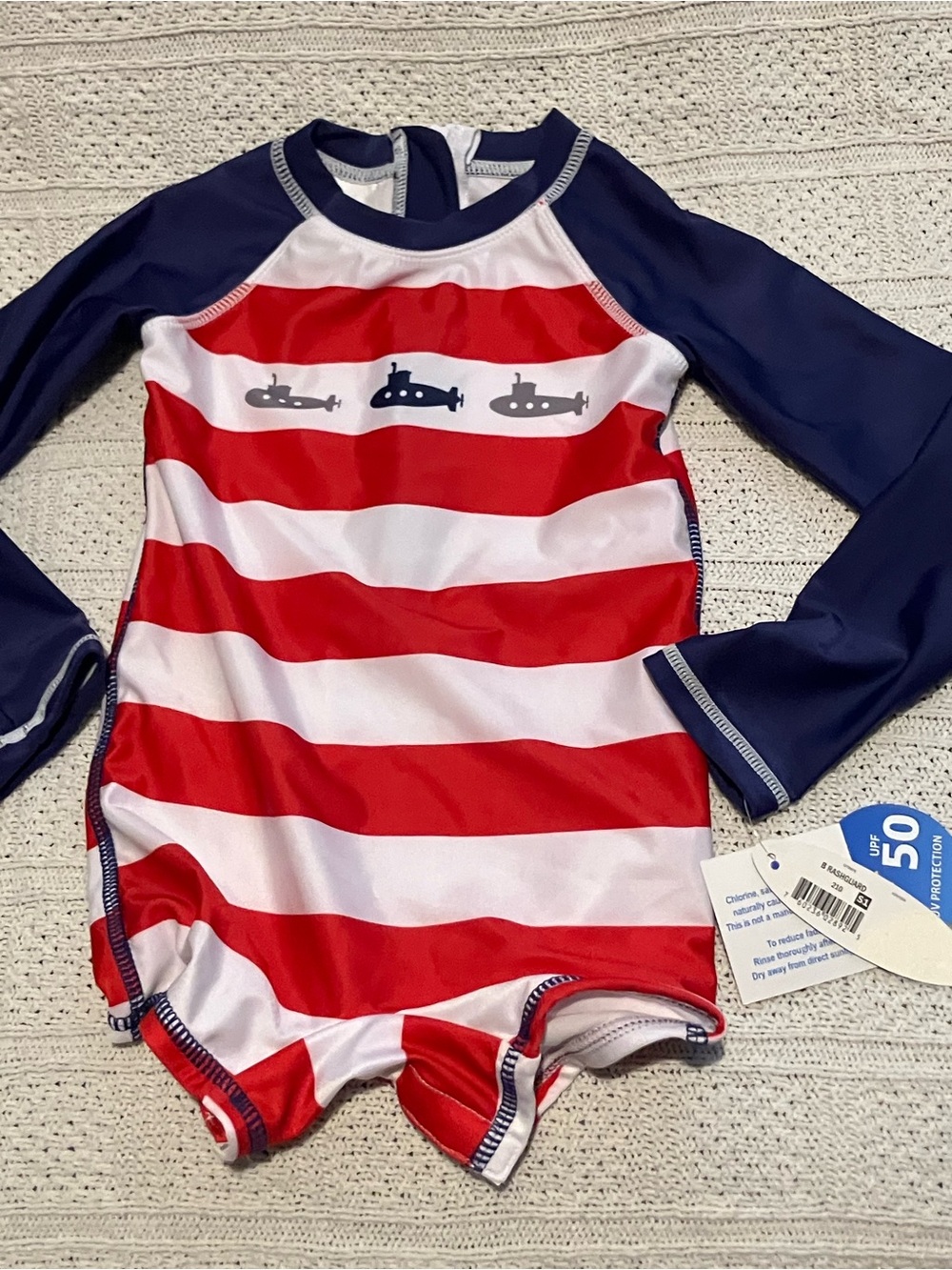 24m Kids Red & Navy UPF 50 Long-Sleeve Swim suit